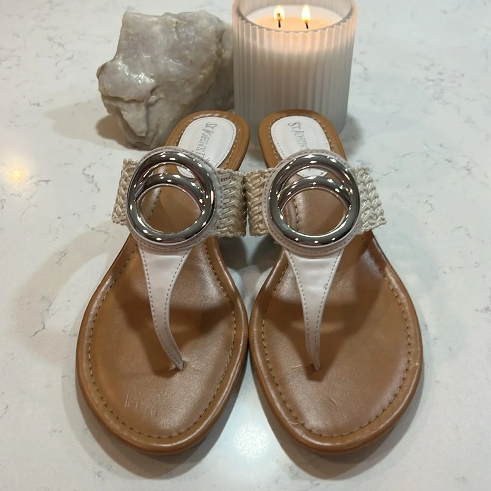 St. John's Bay White Woven Strap Sandals Size 8